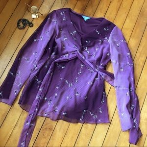 Embroidered floral purple blouse